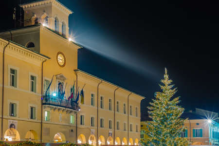 decorations and holiday lights in an Italian village