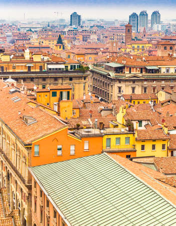 Aerial cityscape view of Bologna  in Italy