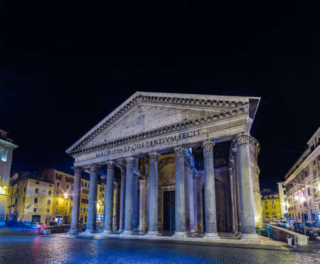 square in the historic center of Rome at nightの写真素材