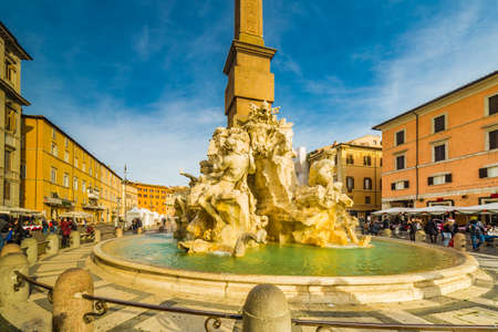 Ancient square in Rome, Italy in winterの写真素材
