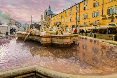 Ancient square in Rome, Italy in winterの写真素材