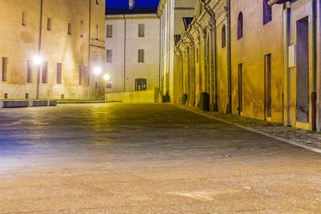 buildings in the old town street in Ravennaの写真素材