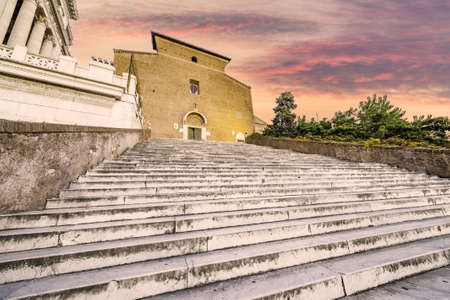 stairs of ancient catholic  church in Rome, Italyの写真素材