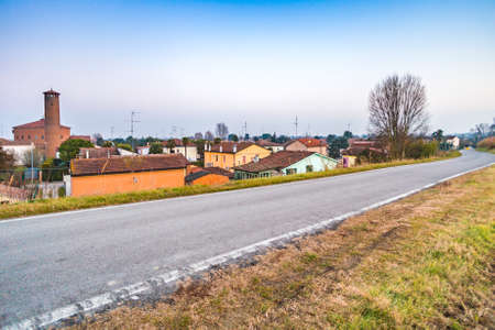road along small country village in Italyの写真素材