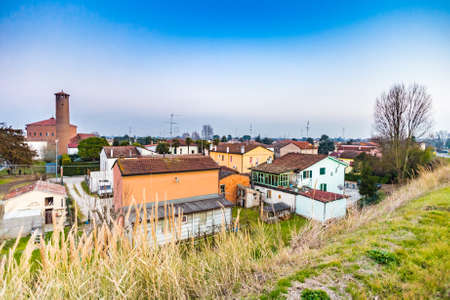 roofs of a small country village in Italyの写真素材