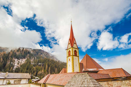 mountain church at high altitudeの写真素材