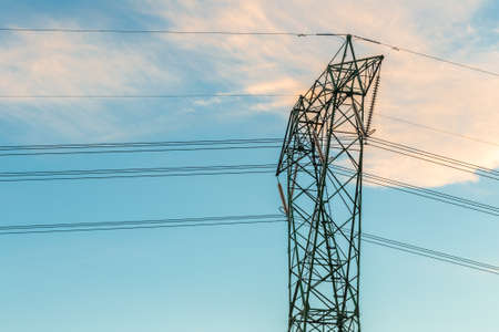 detail of high voltage electricity pylonの写真素材