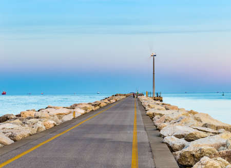 wind turbines on the dock in the Adriatic Seaの写真素材