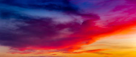 red cloudy sunset in winter