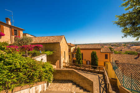 roofs and streets of Italian villageの写真素材