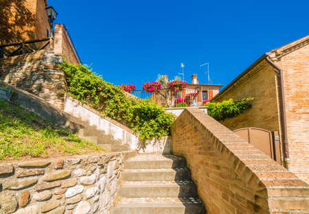 brick walls of Italian villageの写真素材
