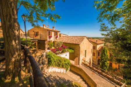 roofs and streets of Italian villageの写真素材