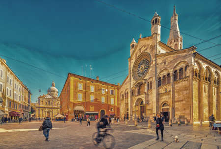 Ancient Catholic Cathedral in Modena, Italyのeditorial素材