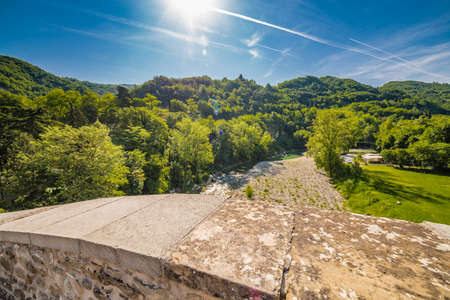Country view from Renaissance single-span bridge near Bologna