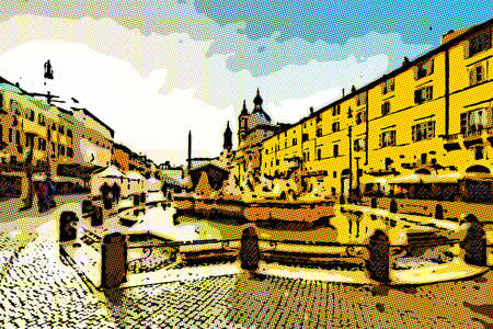 Piazza Navona in Rome, Italy in winterの写真素材