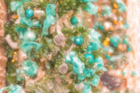 green and aquamarine Christmas decorationsの写真素材