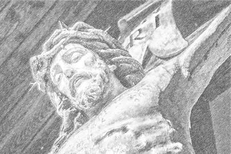 detail of a statue of Jesus Christ crucifiedの写真素材
