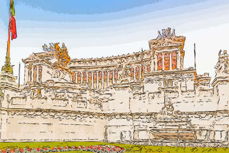 white imposing monument in romeの写真素材