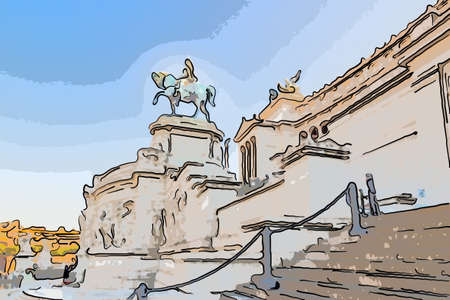 white imposing monument in Rome, Italyの写真素材