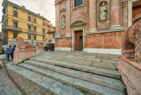 facade of San Prospero church, Reggio Emilia in Italyのeditorial素材