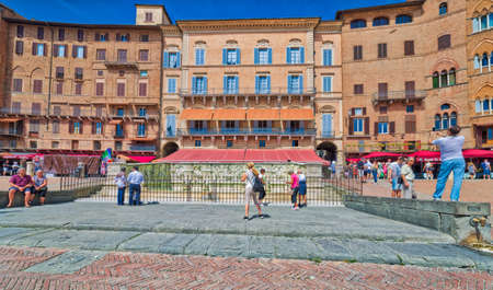 buildings of the main square of Siena in Italy, where the famous horse race is heldのeditorial素材