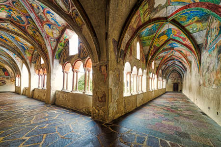 cloister of the cathedral of Bressanone in Italy under the winter snow