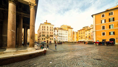 fountain in square of pantheon in Romeのeditorial素材