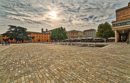 large square in Reggio Emilia in Italyの写真素材