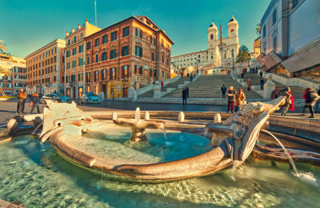 ROME, ITALY - DECEMBER 24, 2016:  tourists walking in Spanish Steps of Trinita de Monti square of Rome, Italy in DECEMBER 2016. the mild climate makes the eternal city a perfect destination for Christmasのeditorial素材