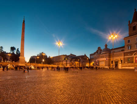 ROME, ITALY - DECEMBER 25, 2016:  tourists walking in Piazza del Popolo square of Rome, Italy in DECEMBER 2016. the mild climate makes the eternal city a popular destination for Christmasのeditorial素材