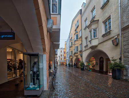 BRESSANONE, ITALY - FEBRUARY 1, 2017:  tourists and locals walking in downtown street on February, 2017. Bressanone is a famous winter shopping destination in Northern Italyのeditorial素材