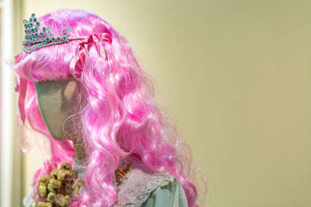 manga style teenage dummy with pink hair and ribbonsの写真素材