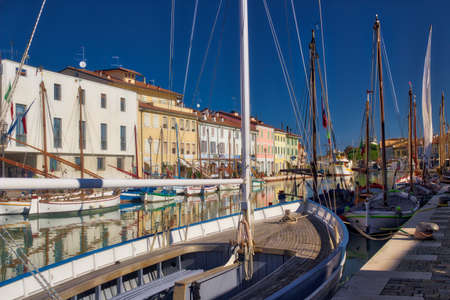 View on old town cozy sea port on sunny day