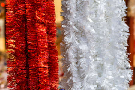 background of christmas streamers decorationsの写真素材