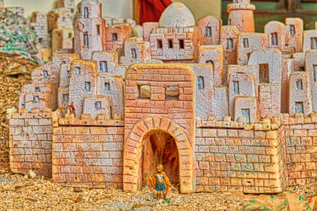 Details of  houses of village   in Christmas Nativity sceneの写真素材