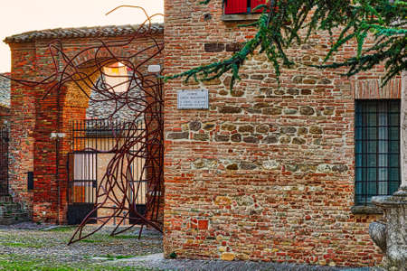 LONGIANO, ITALY - DECEMBER 29, 2017: during Christmas Holidays thousands of tourists visit the museums of the medieval village of Longiano in Italyのeditorial素材
