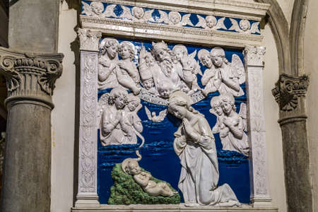 CHIUSI DELLA VERNA, ITALY - JANUARY 4, 2018:  The Blessed Virgin Mary and Holy Child Jesus and other artworks are popular pilgrimage destination of La Verna Sanctuaryのeditorial素材