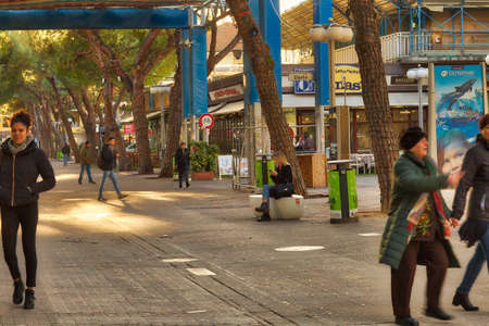 RICCIONE, ITALY -  JANUARY 19, 2018: in winter season sale, Viale Ceccarini fashion street is one of the most popular shopping destination for European touristsのeditorial素材