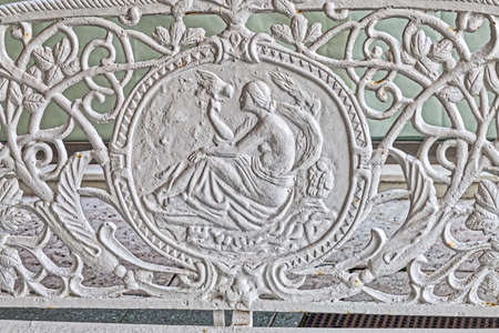 White background of vintage Liberty bench backの写真素材