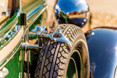 LUGO (RA), ITALY - AUGUST 28,2016: old cars and tourists arrive in Lugo for a Vintage Car Showのeditorial素材