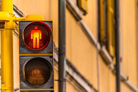 Red traffic light for pedestrians