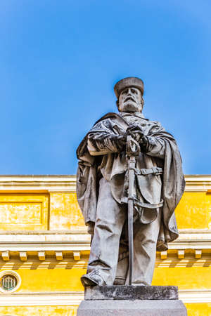 RAVENNA, ITALY - FEBRUARY 15, 2018:  on Valentine Day, under the statue in Garibaldi square, lovers remember the love story between Giuseppe Garibaldi and Anitaのeditorial素材