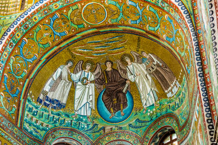 RAVENNA, ITALY - FEBRUARY 25, 2018: the American business magazine Forbes chose Ravenna and its mosaics in Saint Vitalis Basilica as one of the 5 world destinations to visit in 2018のeditorial素材
