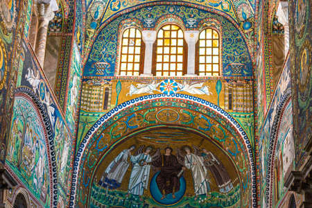 RAVENNA, ITALY - FEBRUARY 25, 2018: the American business magazine Forbes chose Ravenna and its mosaics in Saint Vitalis Basilica as one of the 5 world destinations to visit in 2018のeditorial素材