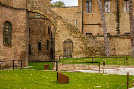 RAVENNA, ITALY - FEBRUARY 25, 2018: In 2017 more than three million tourists visited the art cities of Emilia Romagna to enjoy UNESCO destinations as the Basilica of San Vitale in Ravenna.のeditorial素材