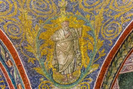 RAVENNA, ITALY - FEBRUARY 25, 2018: In 2017 more than 3 million tourists visited the art cities of Emilia Romagna to enjoy UNESCO attractions like the mosaics of the Neonian Baptistery in Ravennaのeditorial素材