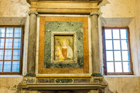 RAVENNA, ITALY - FEBRUARY 25, 2018: In 2017 more than 3 million tourists visited the art cities of Emilia Romagna to enjoy UNESCO attractions as the  Saint Apollinaris Basilica in Ravennaのeditorial素材