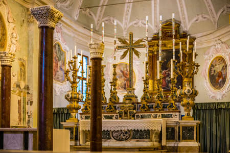 RAVENNA, ITALY - FEBRUARY 25, 2018: In 2017 more than 3 million tourists visited the art cities of Emilia Romagna to enjoy UNESCO attractions as the Saint Apollinaris Basilica in Ravennaのeditorial素材