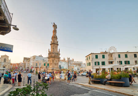 OSTUNI (BR), ITALY - AUGUST 29, 2016: The mayor issued the Ordinance to whitewash the facades of the houses with lime milk to keep the historic whiteness of Ostuniのeditorial素材