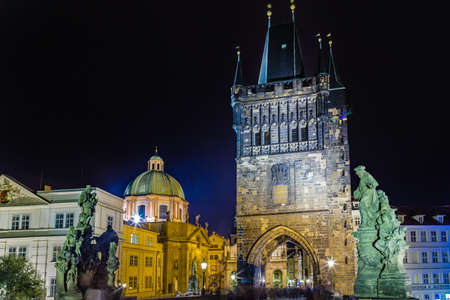 PRAGUE, CZECH REPUBLIC - AUGUST 25, 2014: tourists and locals walk on Charles Bridge in Prague